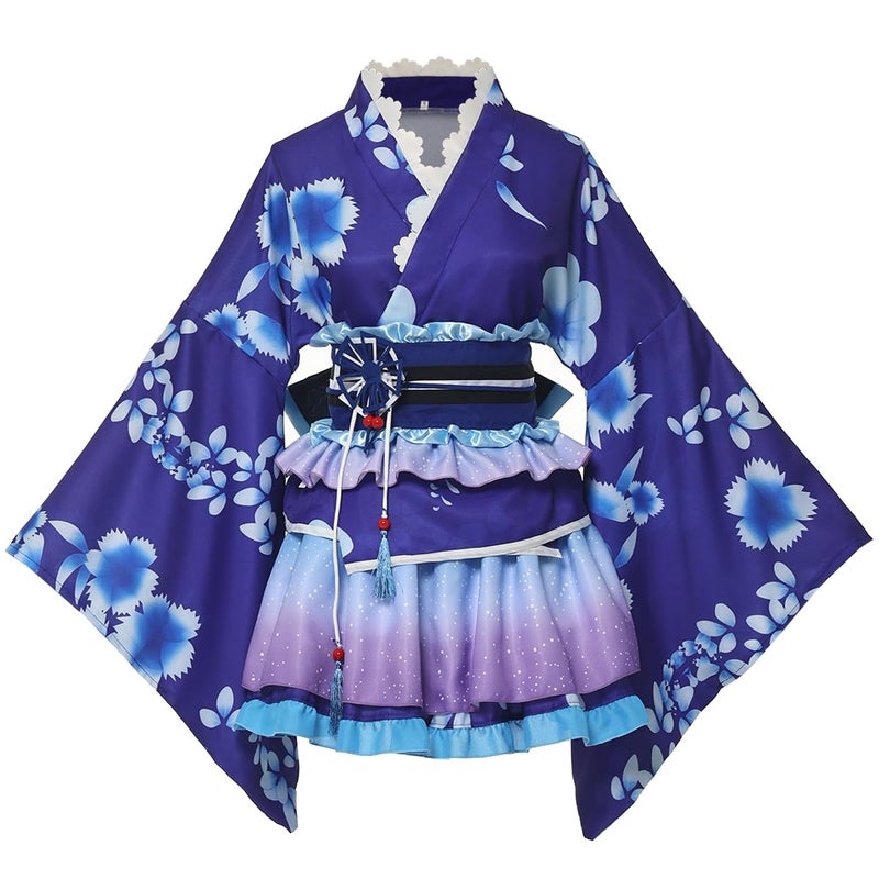 GRACEART Japanese Yukata Kimono Costume Anime Cosplay Robe (Blue) - Image 1